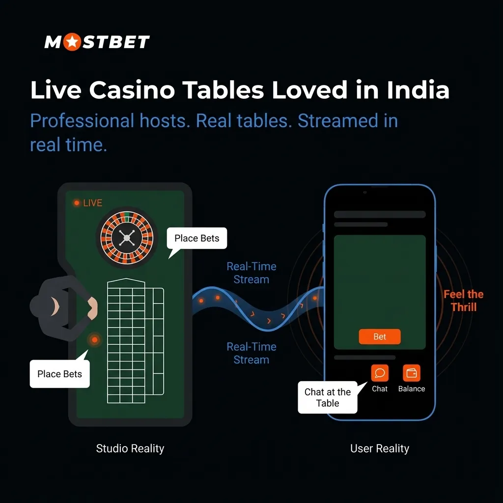Live Casino games at Mostbet India - real dealers and interactive tables