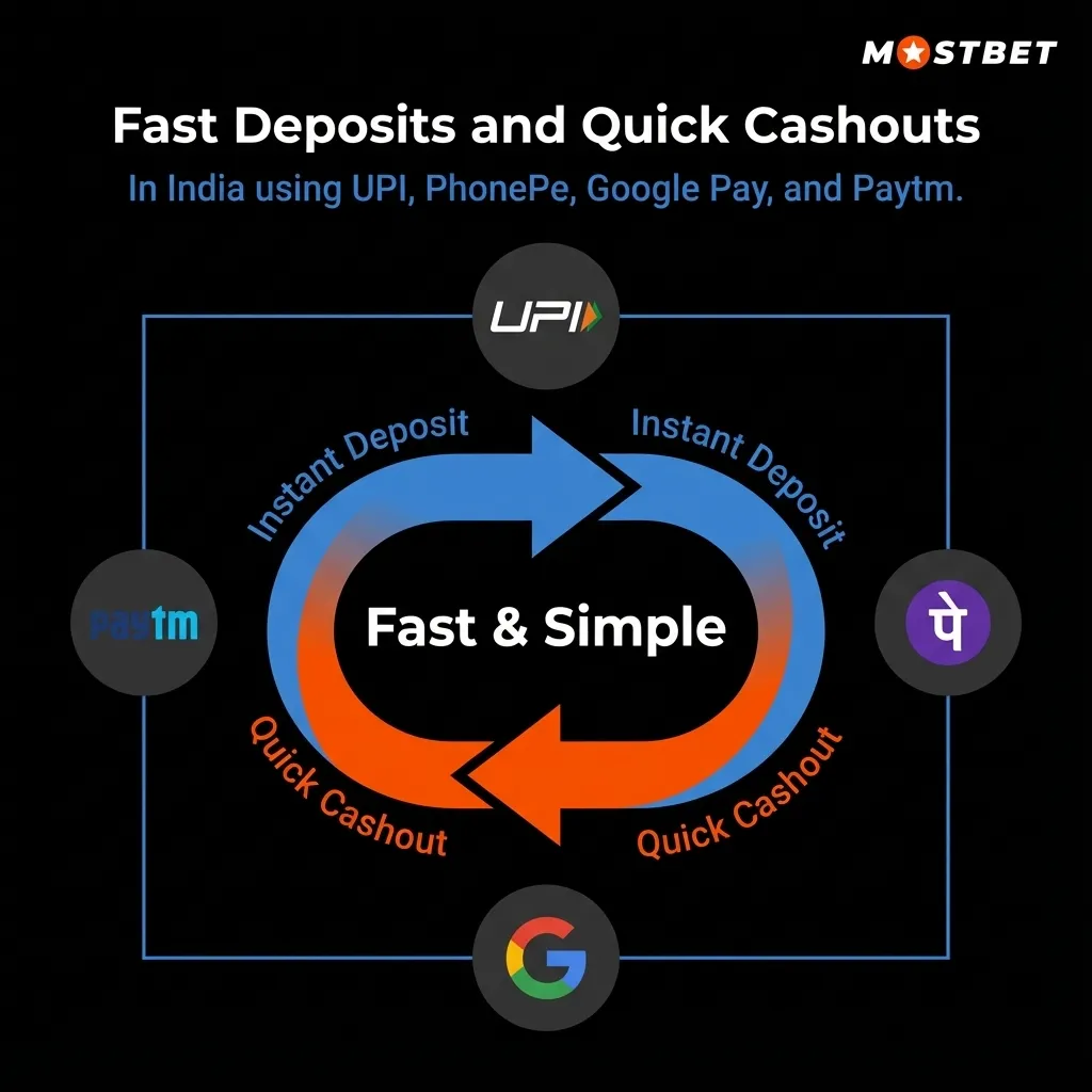Fast deposits and withdrawals on Mostbet India via UPI and wallets