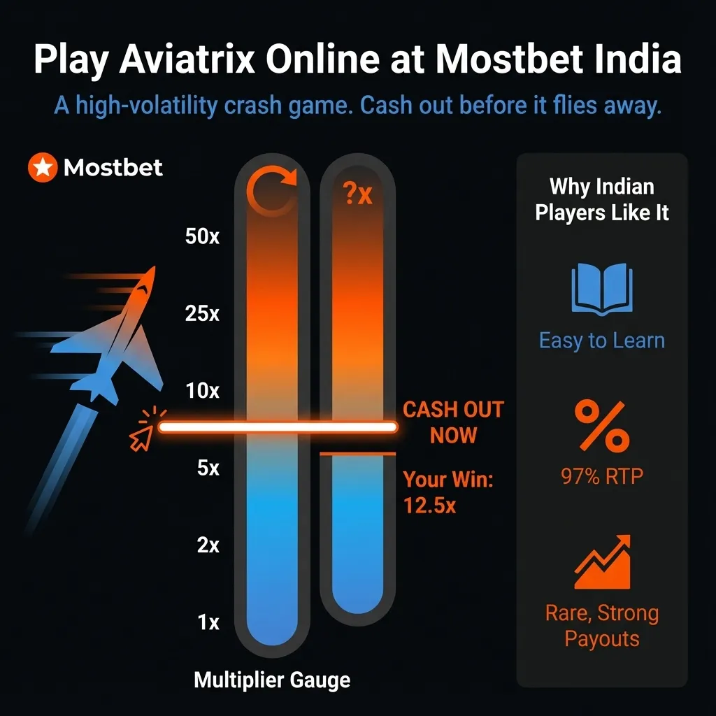 Aviatrix Mostbet game for Indian players - high volatility and simple rules