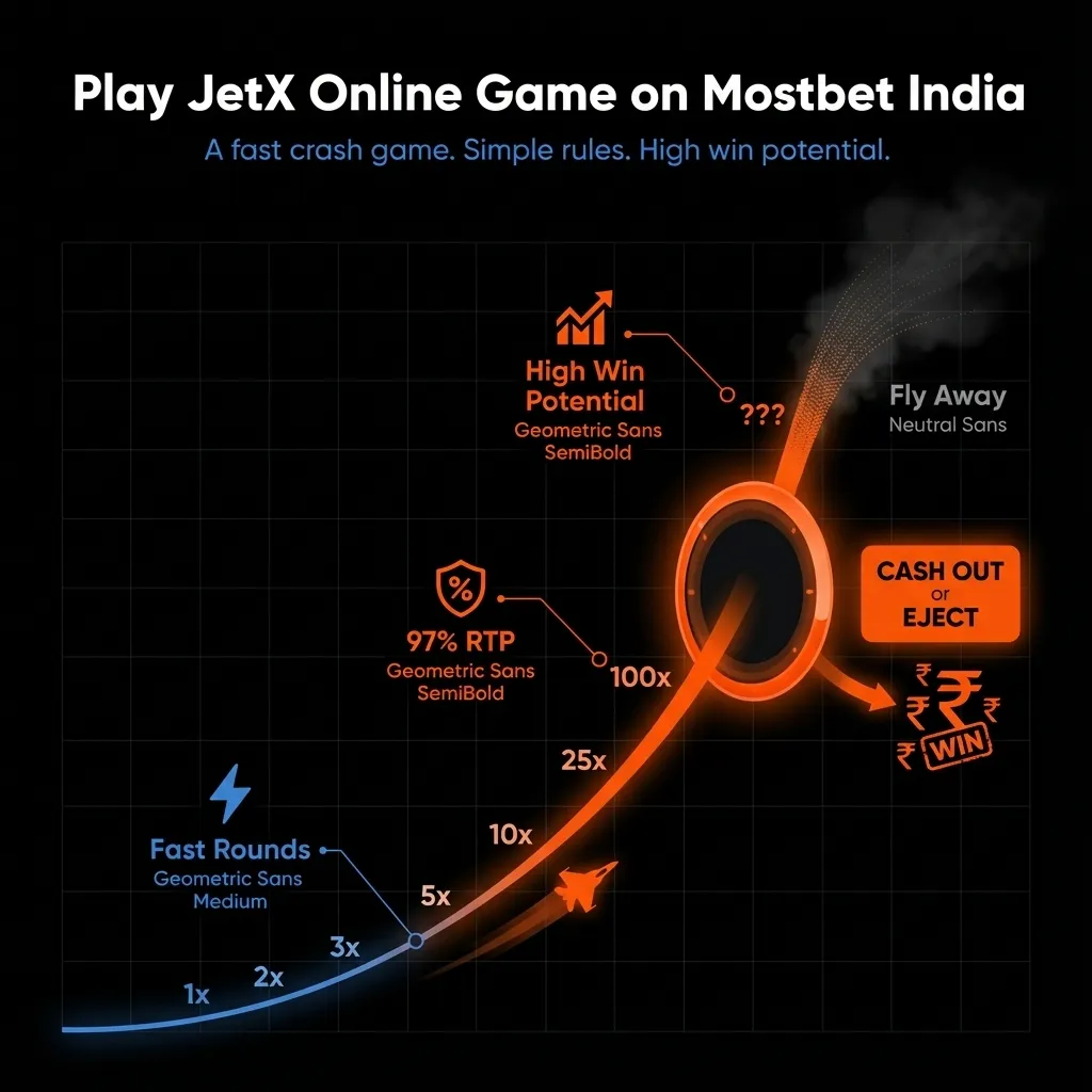 Mostbet JetX crash game - simple rules and high volatility in India