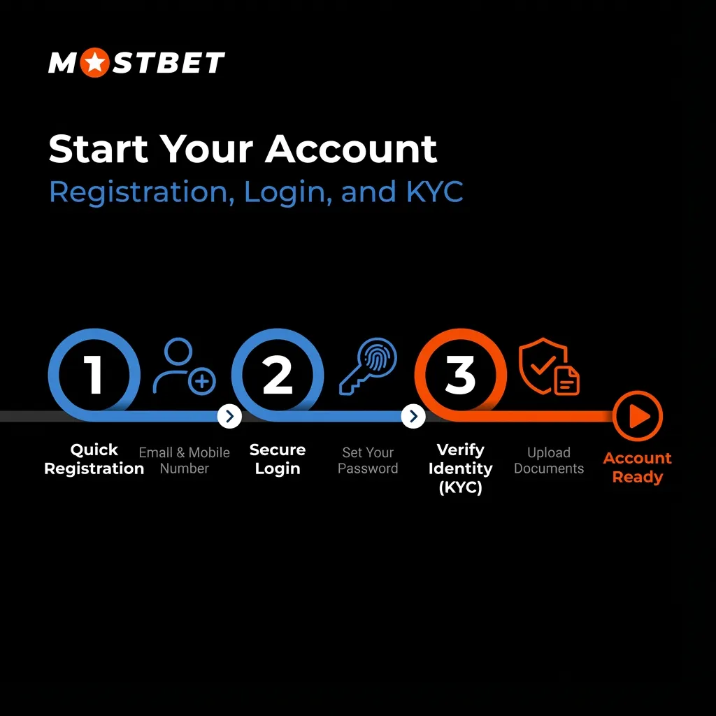 Start your Mostbet account - registration, login, and KYC process