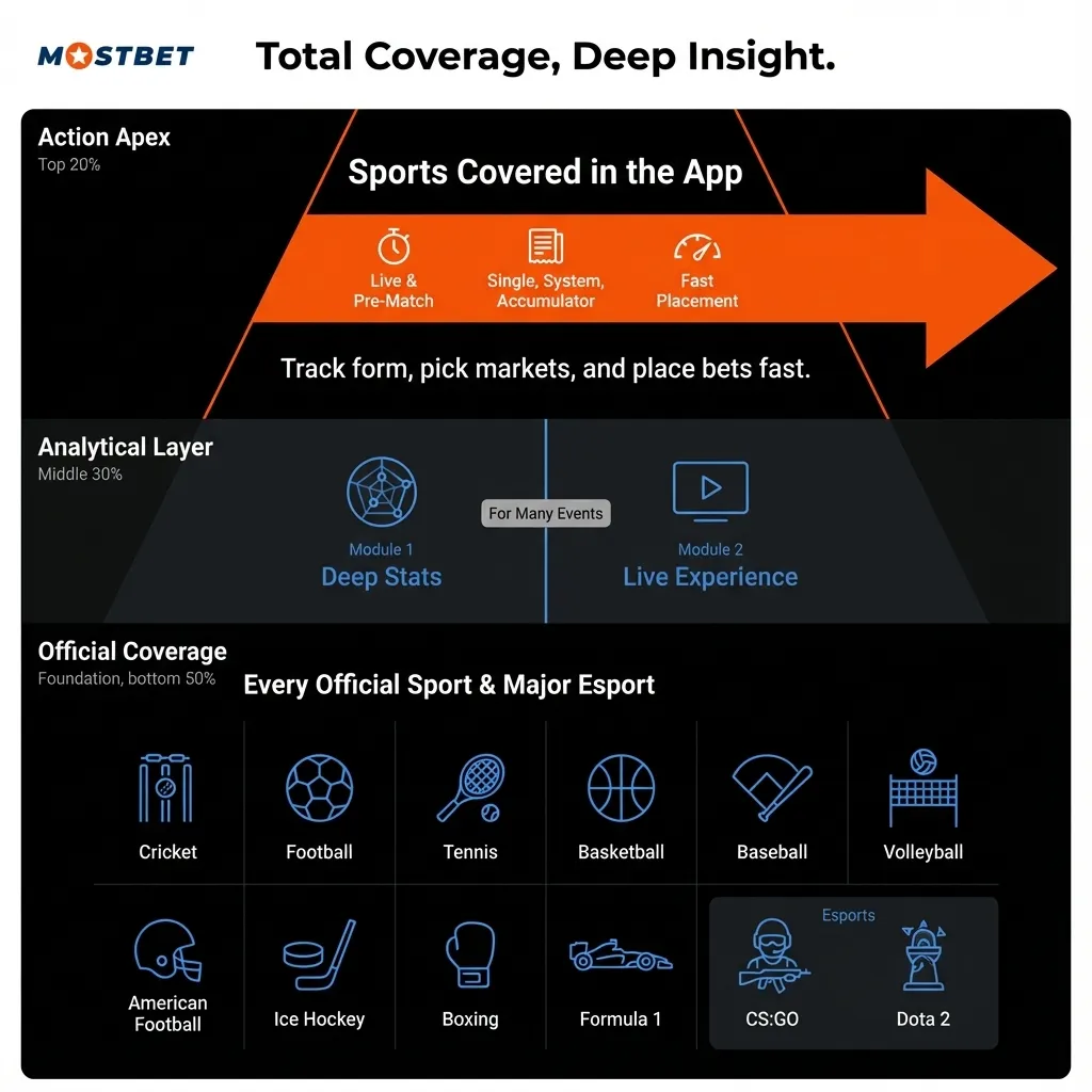 Sports available on the 1Win betting app - cricket, football, tennis, and esports