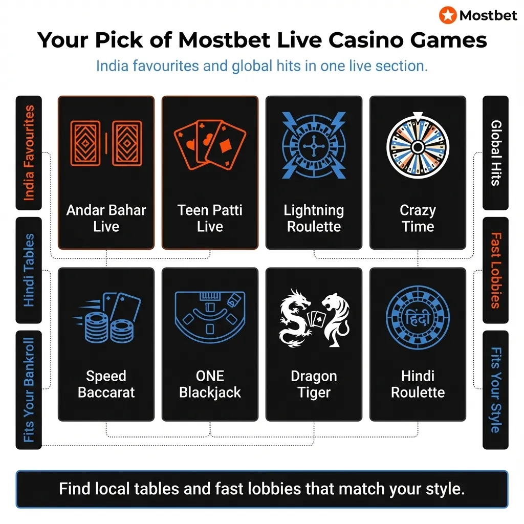 Mostbet live casino selection - local classics and fast-paced lobbies