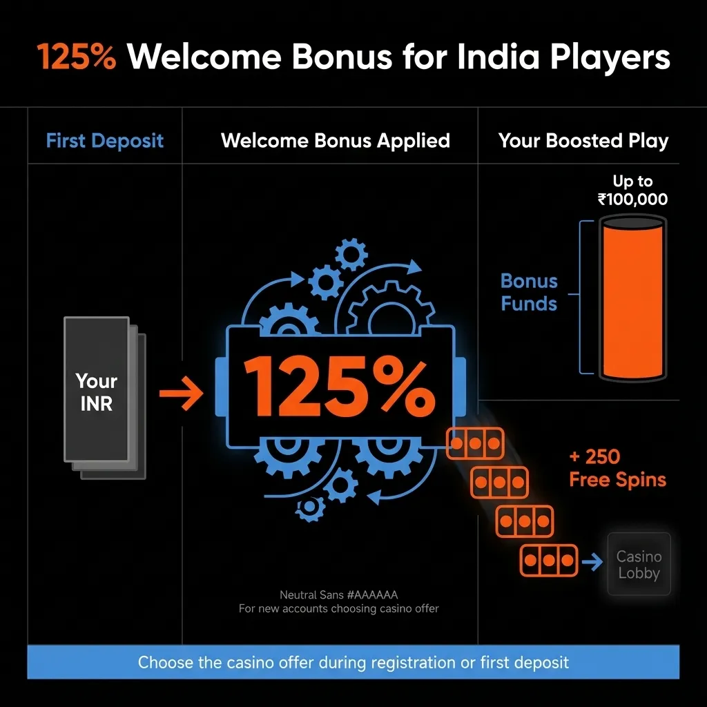 Mostbet India 125% welcome bonus up to ₹100,000 plus 250 free spins