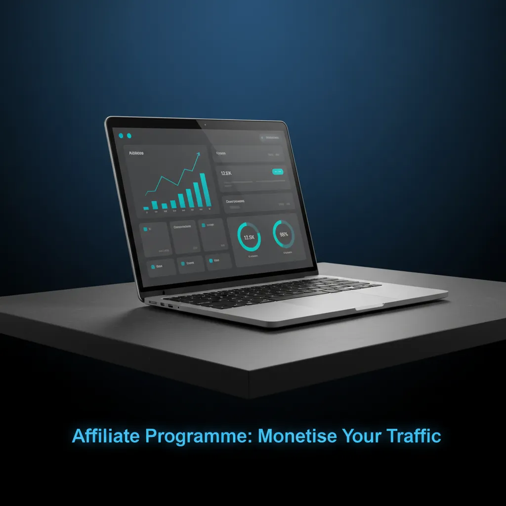 Mostbet affiliate programme graphic: monetise traffic via revenue share or hybrid; SEO, social, ads, tracking links.