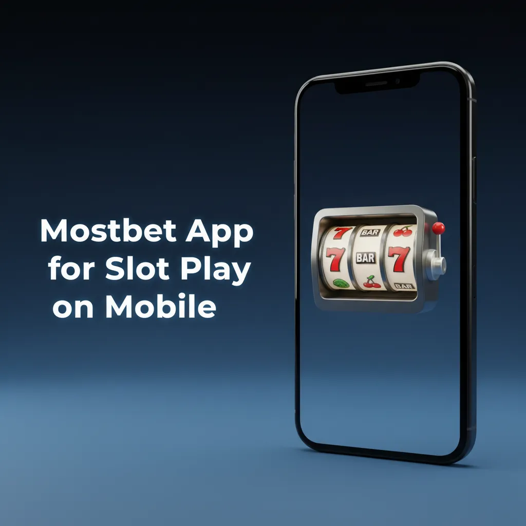 Smartphone showing Mostbet slot app: slots lobby, quick filters, balance tracking, and spin button.