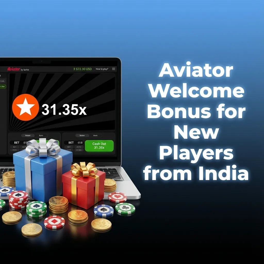 Colorful casino banner promoting 125% welcome bonus up to ₹100,000 and 250 free spins for new Aviator players in India