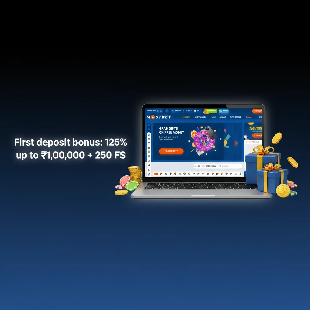 First deposit bonus: 125% up to ₹1,00,000 + 250 Free Spins for new Indian casino players on selected slots.