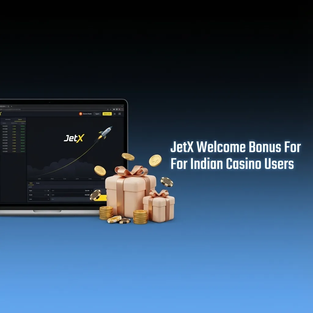 Colorful JetX casino welcome bonus banner for Indian players showing 125% up to ₹100,000 and 250 free spins.