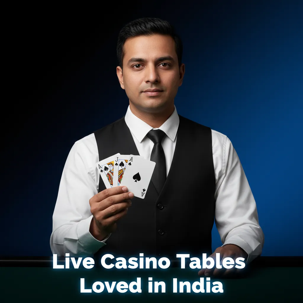 Live dealer studio streamed to phone, showcasing Andar Bahar, Teen Patti, roulette, blackjack, baccarat for India.
