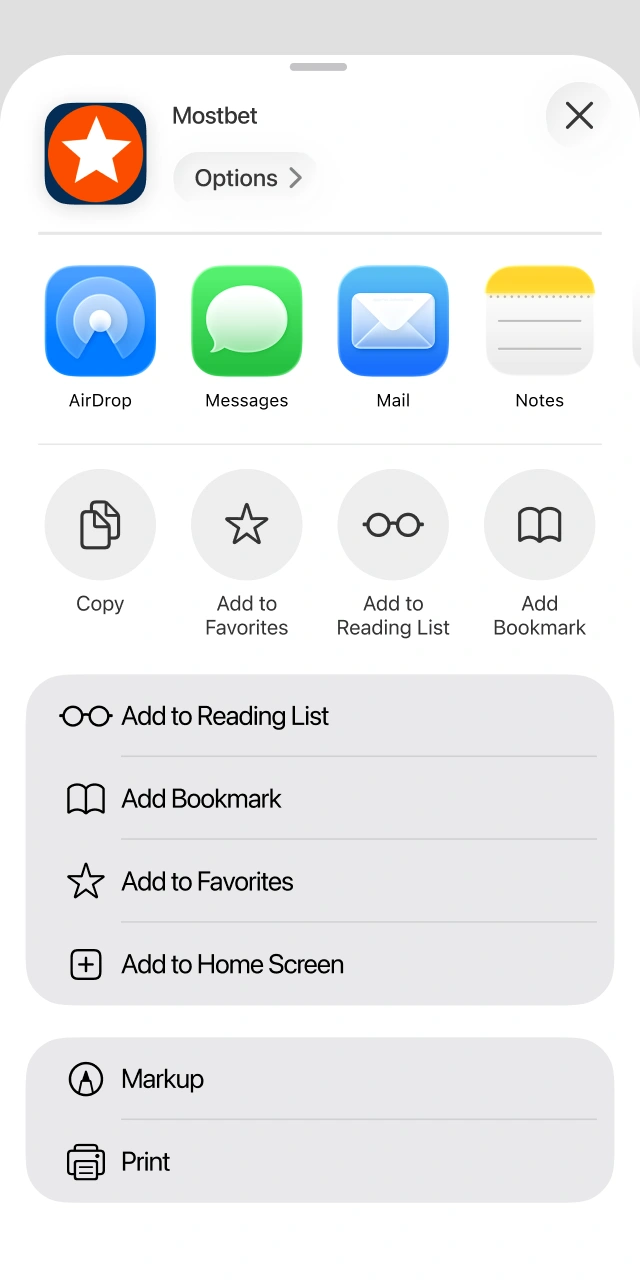Complete the quick installation process for the Mostbet iOS app.