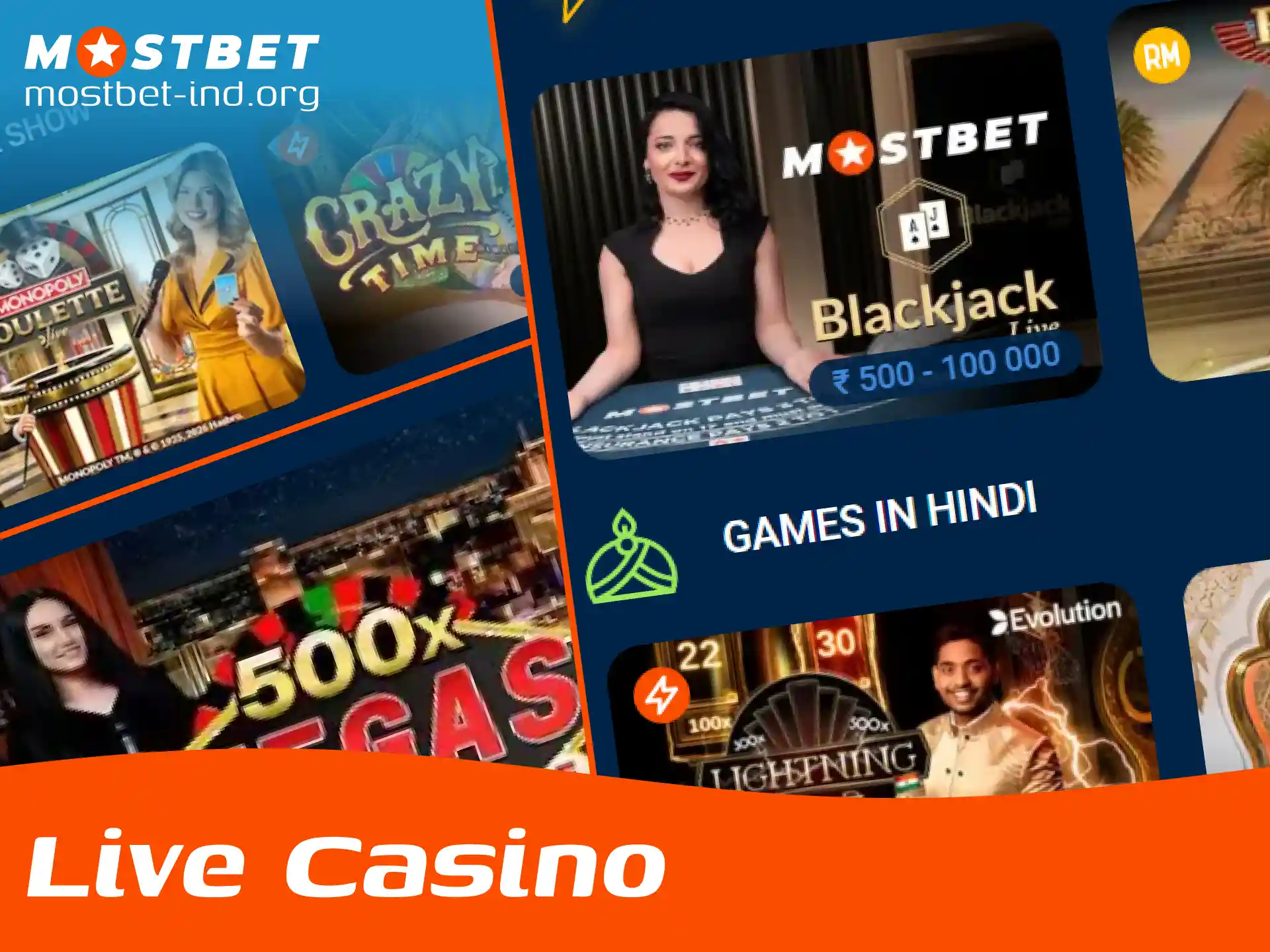 Try your luck at real live tables in Mostbet casino.