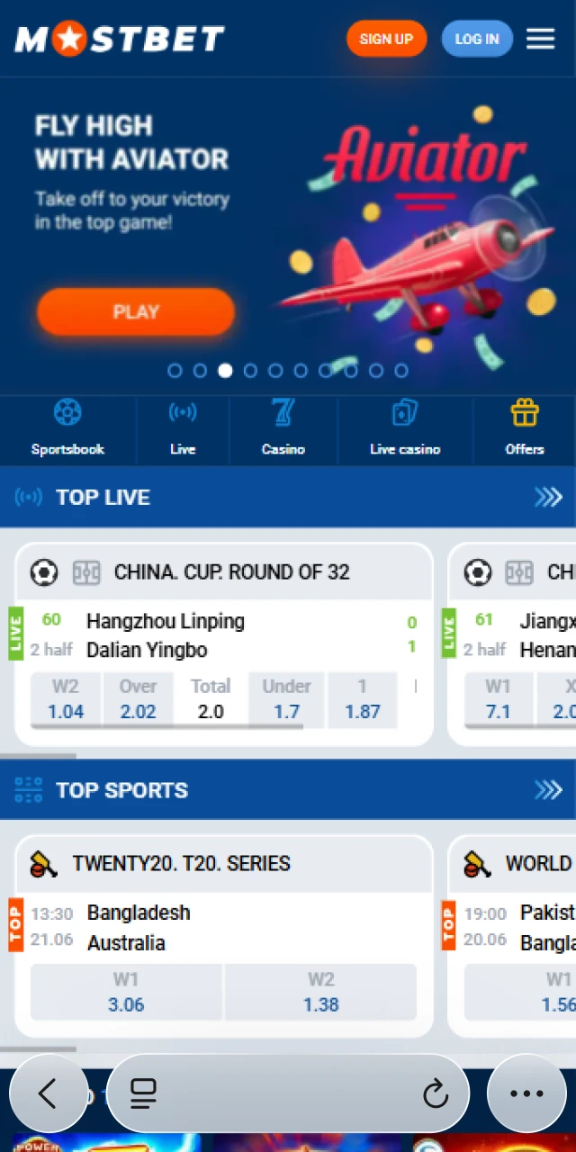Open the mobile website to get the Mostbet iOS app.