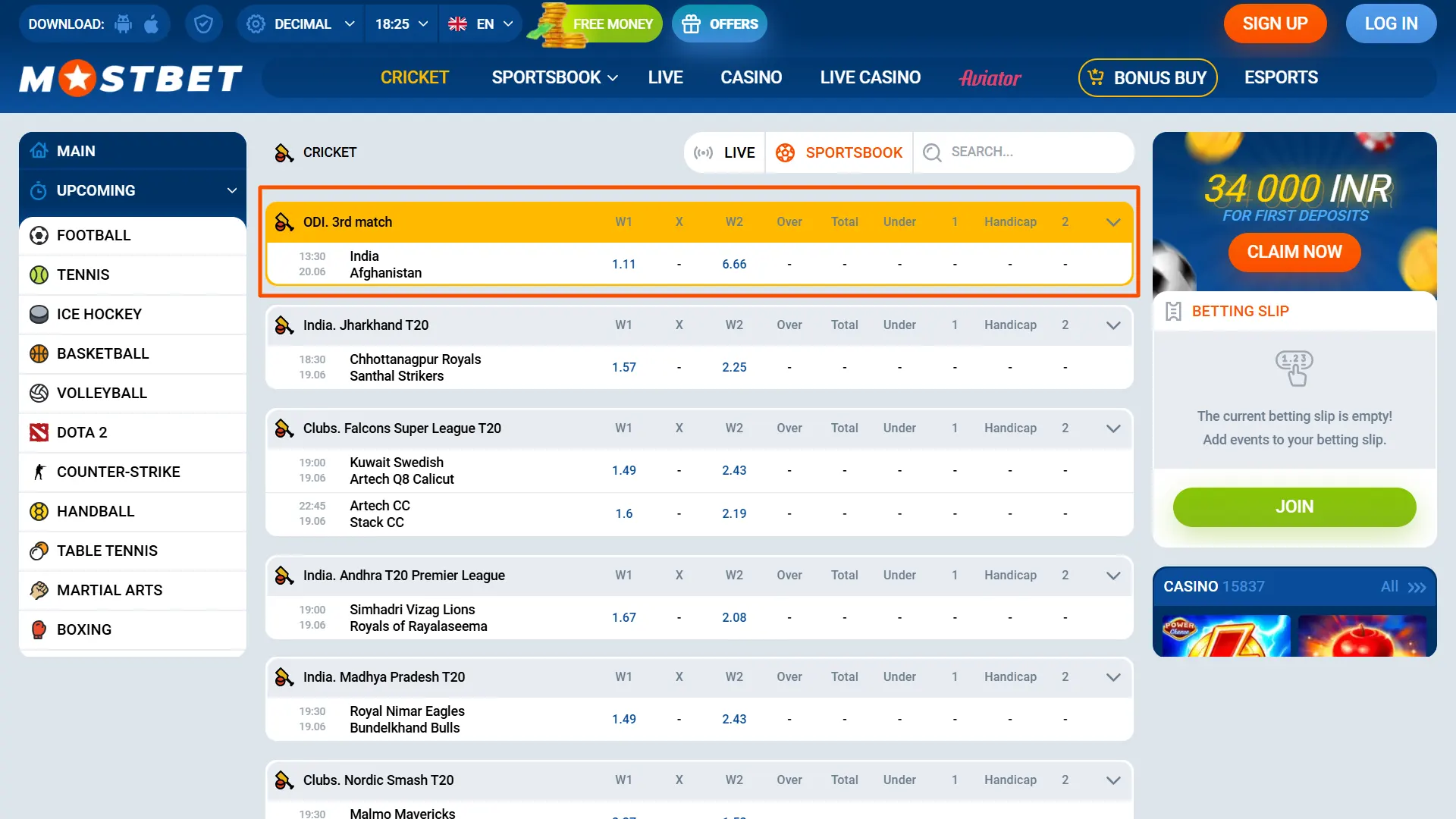 Select a sports match for your next online bet on Mostbet.