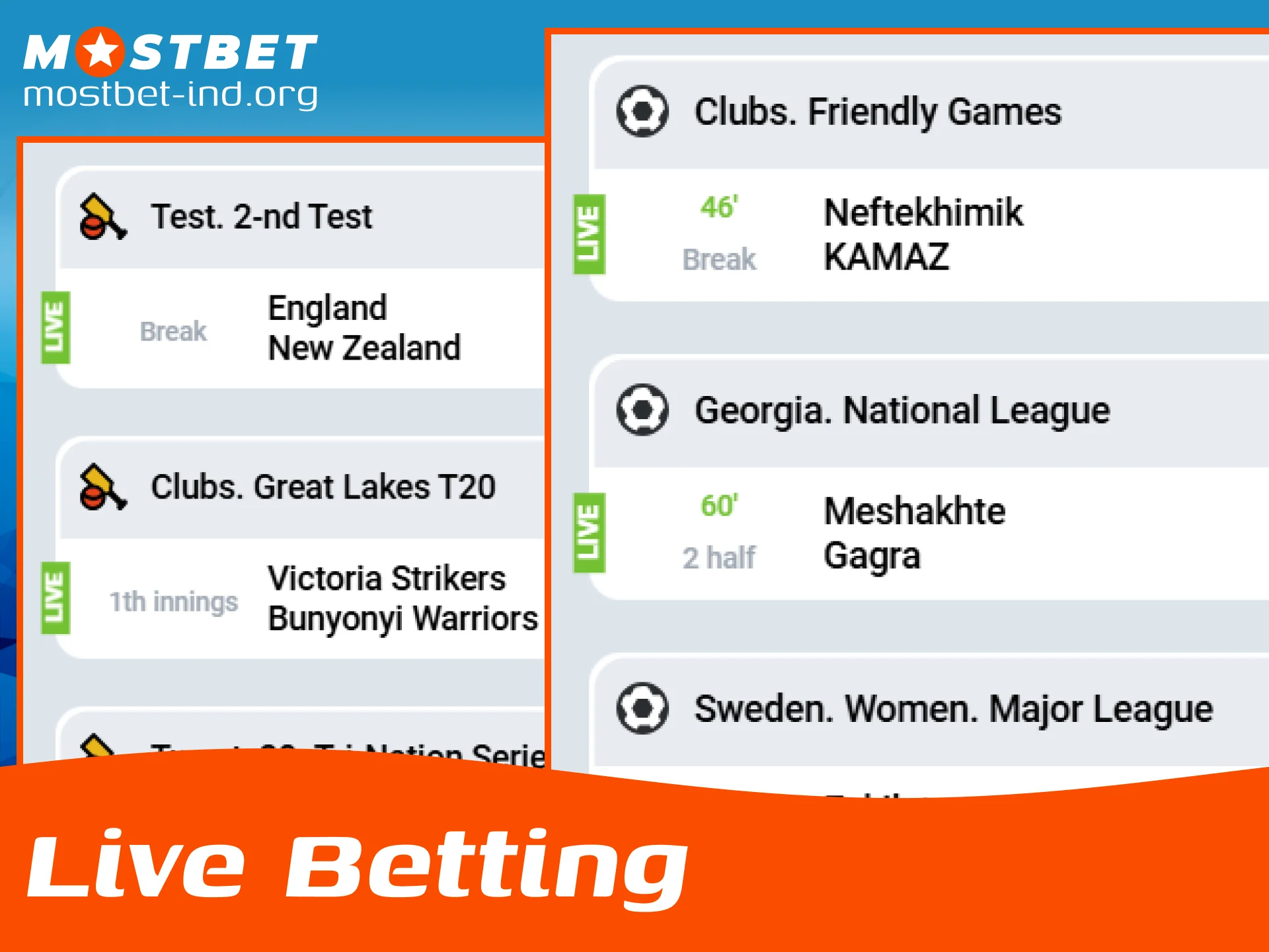 Engage in exciting live sports betting and make real-time predictions on Mostbet India.