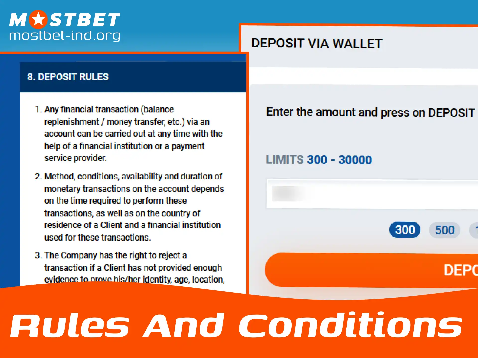 Read the official payment rules and transaction conditions for Mostbet users in India.