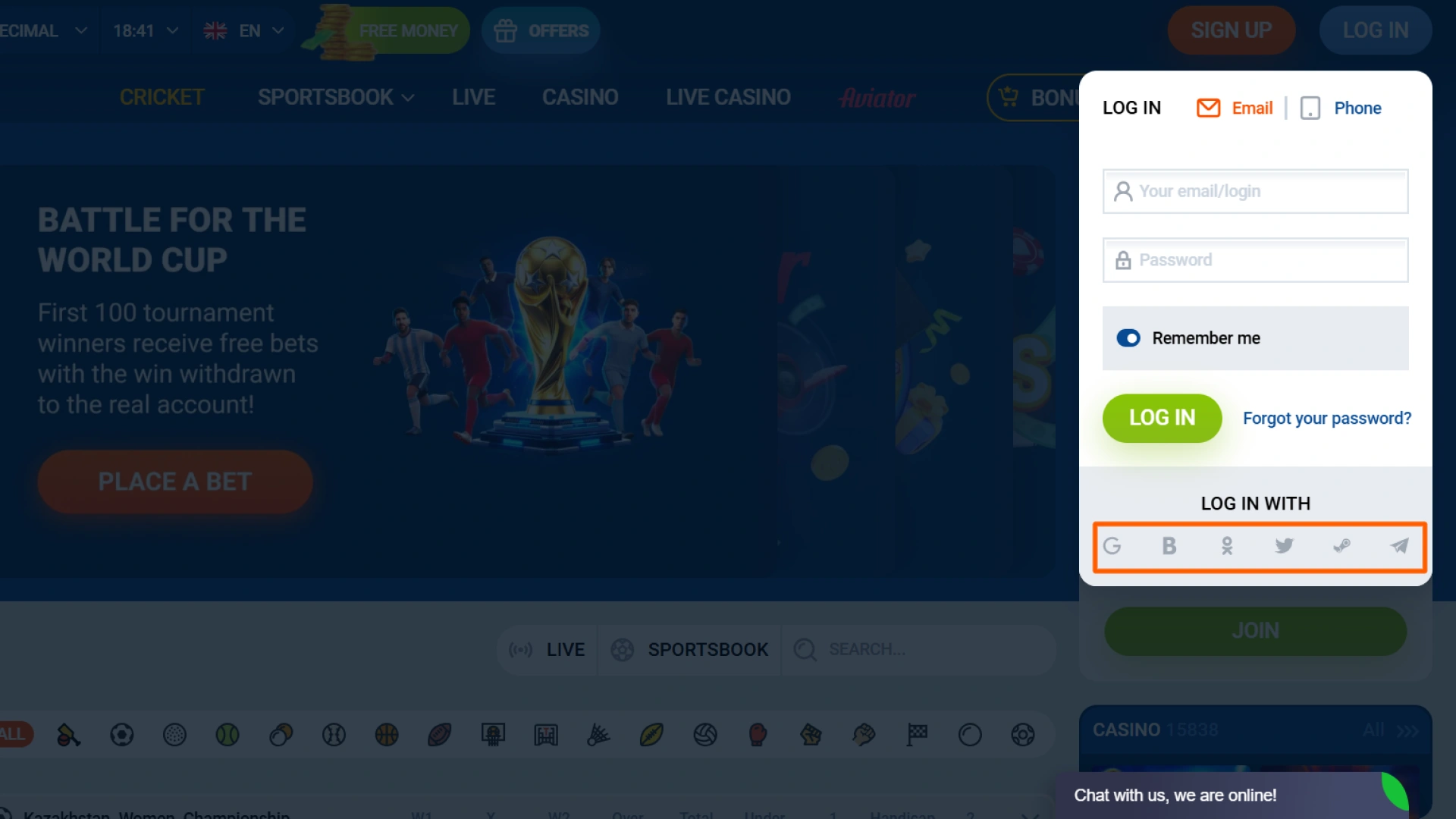 Select social media networks to login to your Mostbet account.
