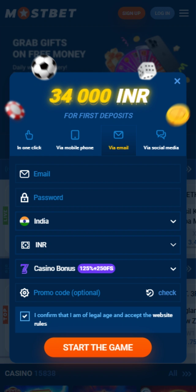 Verify your submission to complete your registration on Mostbet now.