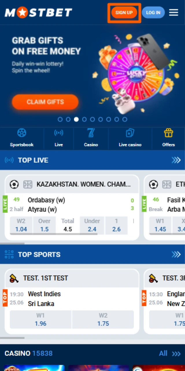 Launch the app to register your official Mostbet account today.