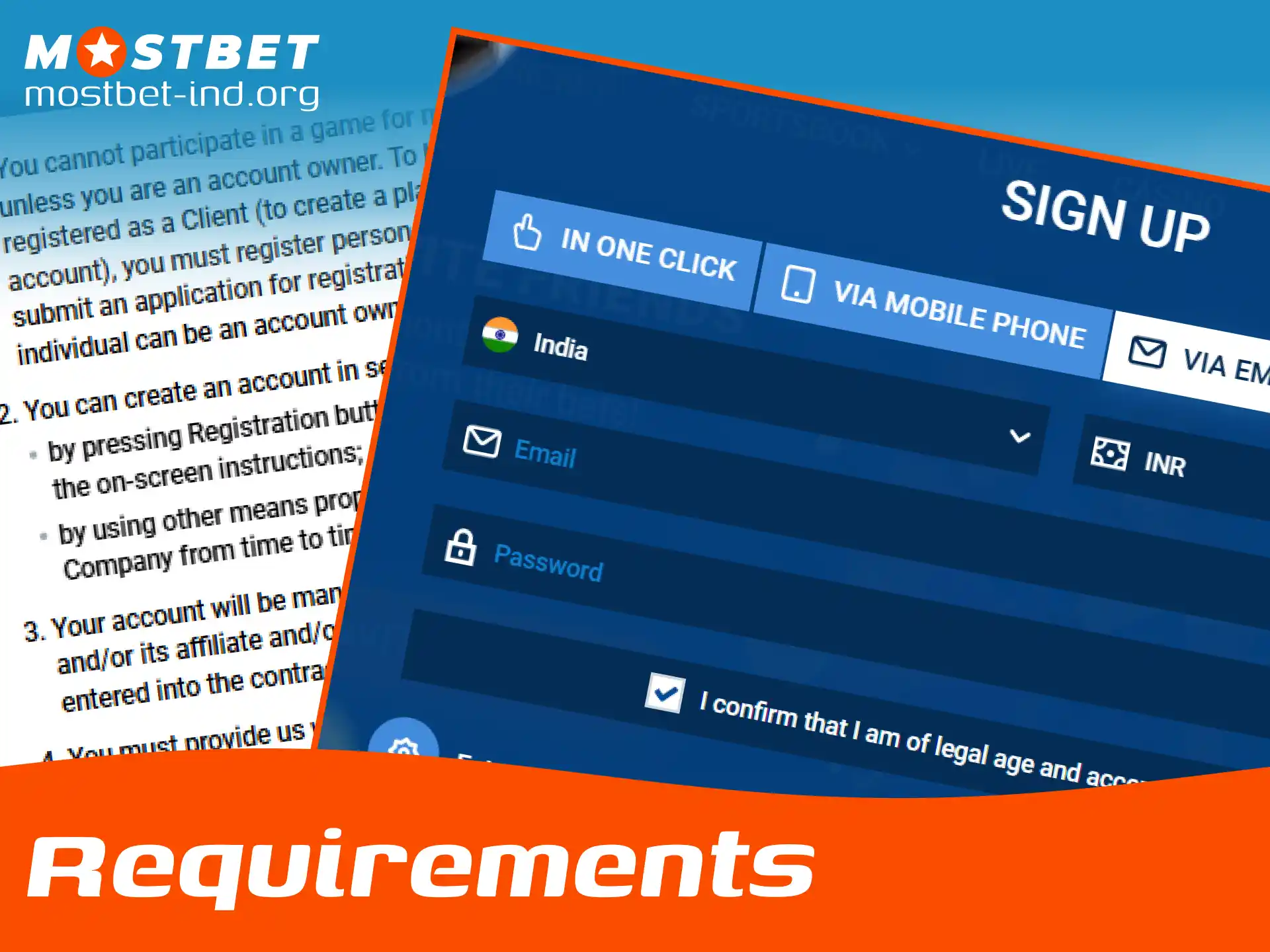 Review the official registration requirements to start your Mostbet account today.