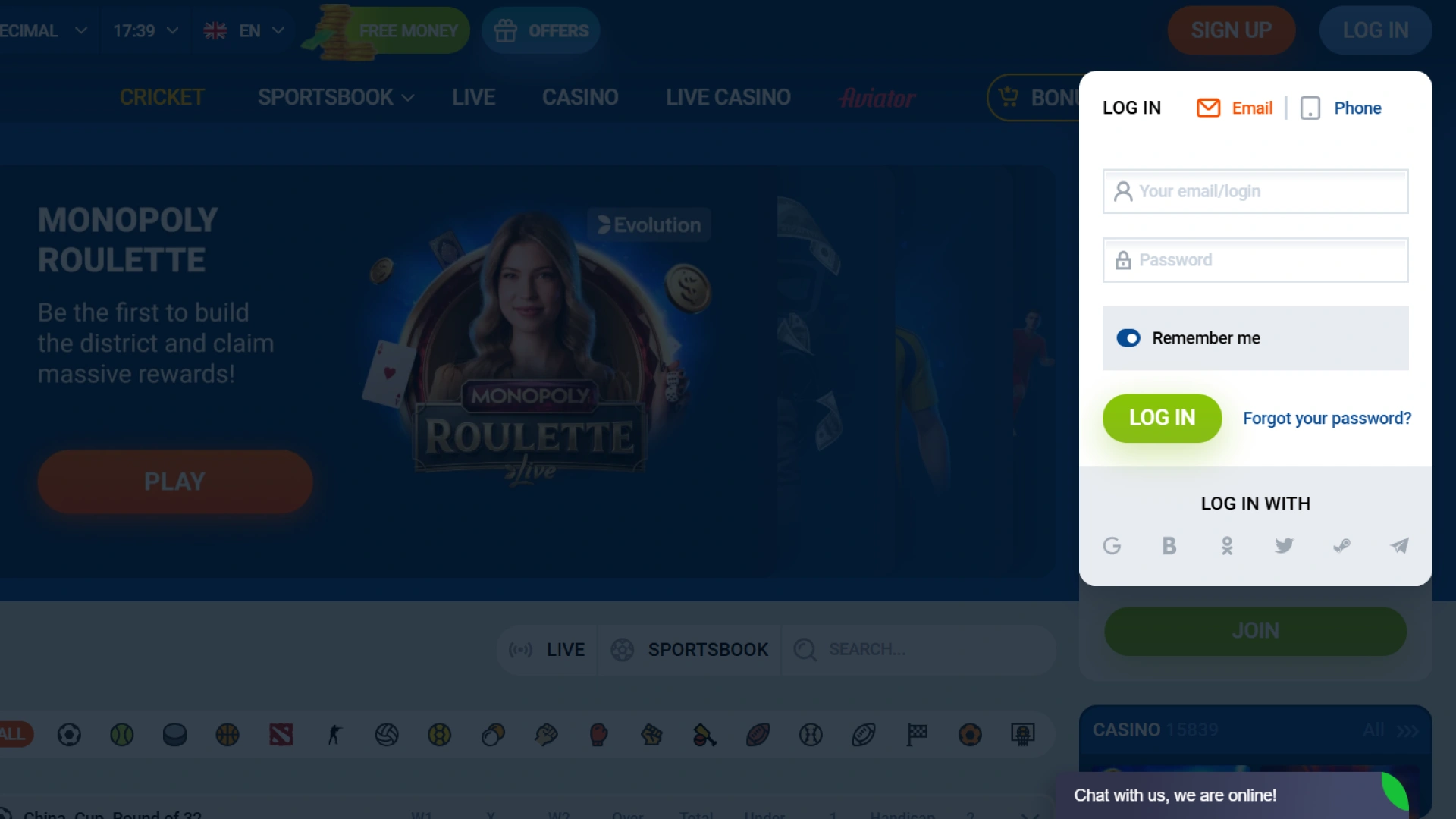 Log in to your Mostbet India account and start placing bets.